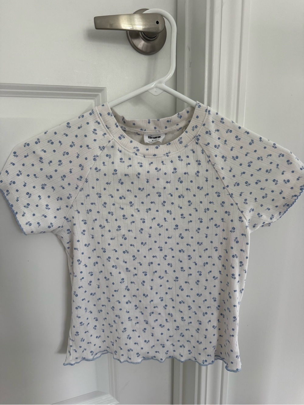 Cotton On White Tee with Blue Floral Print